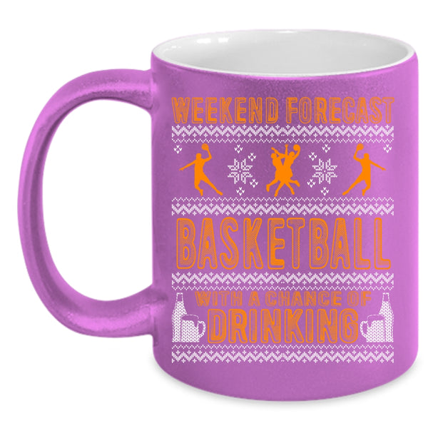 Weekend Forecast Basketball Coffee Mug, Funny Basketball Player Coffee Cup