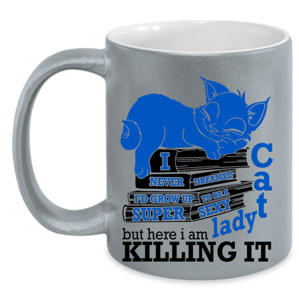 Cool Cat Lady Coffee Mug, I'd Grow Up To Be A Cat Lady Accent Mug