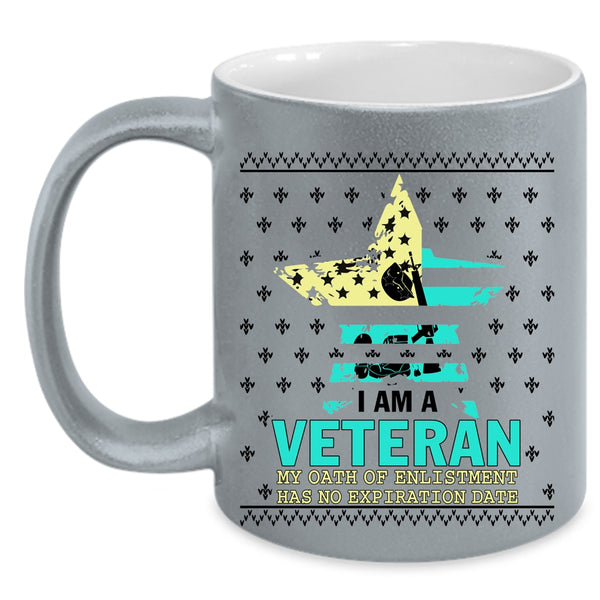 Awesome American Flag Coffee Mug, I Am A Veteran Accent Mug