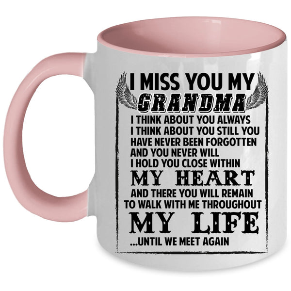 Cute Gift For Grandkids Coffee Mug, I Miss You My Grandma Accent Mug