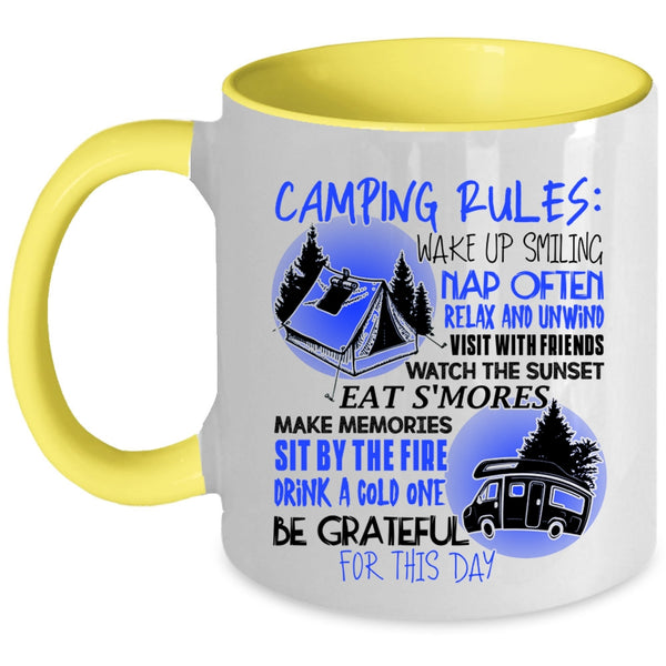 Be Gratful For This Day Coffee Mug, Camping Rules Accent Mug
