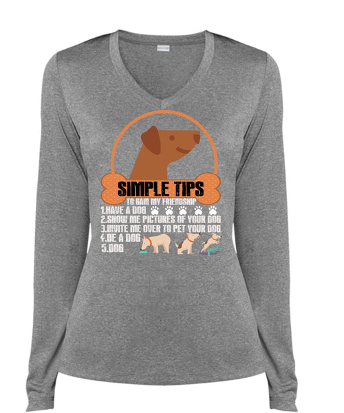 I Have Plans With My Dogs T Shirt, My Favorite T Shirt, Cool Shirt (Ladies LS Heather V-Neck)