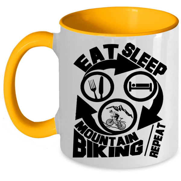 I Love Mountain Biking Coffee Mug, Eat Sleep Mountain Biking Accent Mug