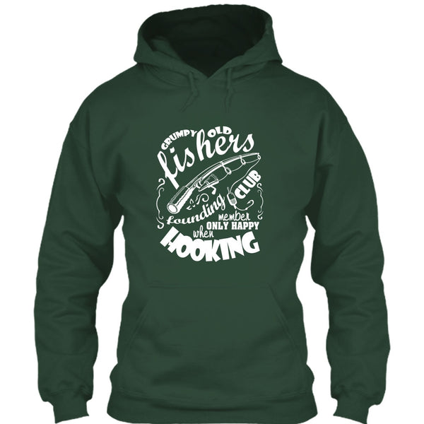 Grumpy Old Fishers T Shirt, Only Happy When Hooking T Shirt