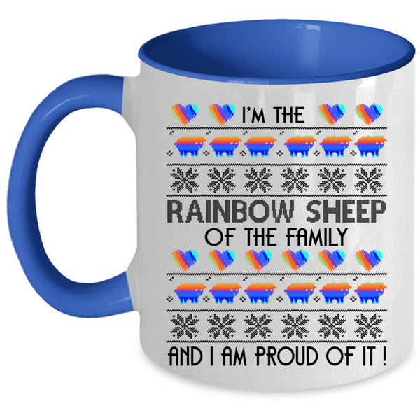 I Am Proud Of It Coffee Mug, Rainbow Sheep Of The Family Accent Mug