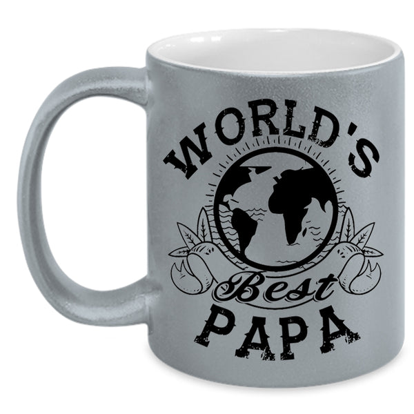 Awesome Gift For Papa Coffee Mug, World's Best Papa Accent Mug