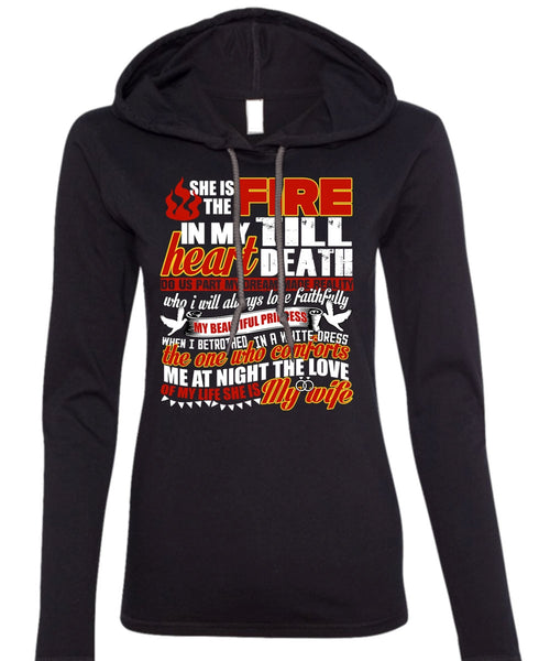 She Is The Fire T Shirt, She Is My Wife T Shirt (Anvil Ladies Ringspun Hooded)