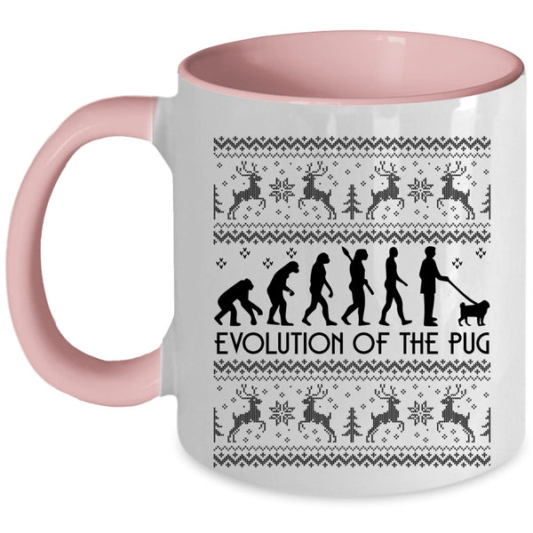 Christmas Gift For Pug Lover Coffee Mug, Evolution Of The Pug Accent Mug