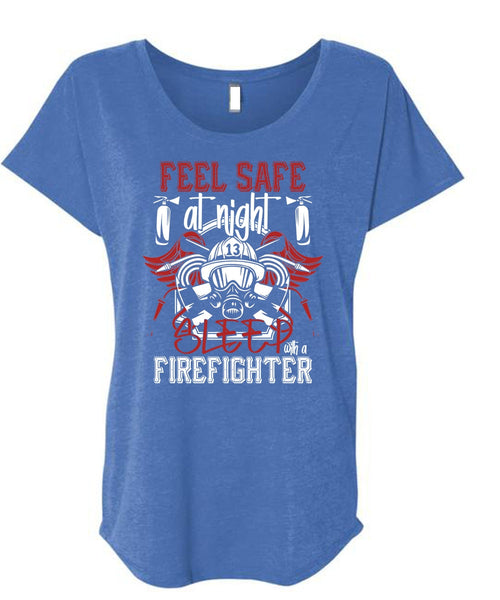 Sleep With A Firefighter T Shirt, Being A Firefighter T Shirt, Cool Shirt (Ladies' Triblend Dolman Sleeve)