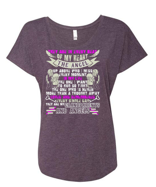 Grandparents And Angels T Shirt, Beat Of My Heart T Shirt, Cool Shirt (Ladies' Triblend Dolman Sleeve)