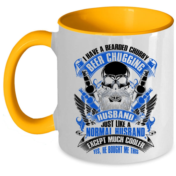 Married Coffee Mug, I Have A Bearded Chubby Beer Chugging Husband Accent Mug