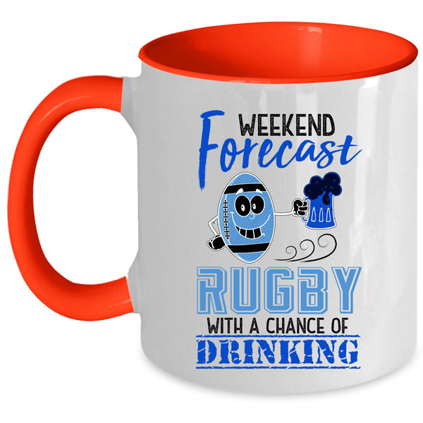 Chance Of Drinking Coffee Mug, Weekend Forecast Rugby Accent Mug