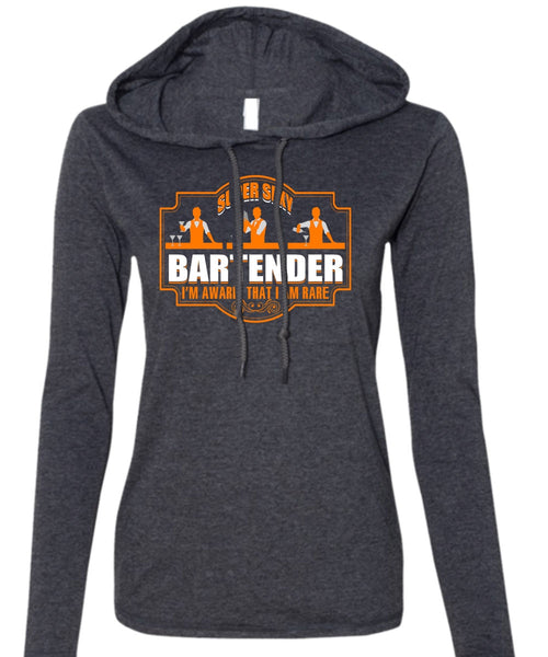 Bartender I'm Aware T Shirt, Being A Bartender T Shirt (Anvil Ladies Ringspun Hooded)