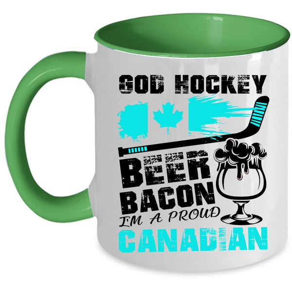 I'm A Proud Canadian Coffee Mug, Hockey Beer Bacon Accent Mug