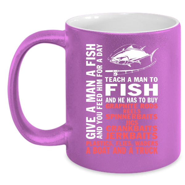 Give A Man A Fish Coffee Mug, Teach A Man To Fish Coffee Cup