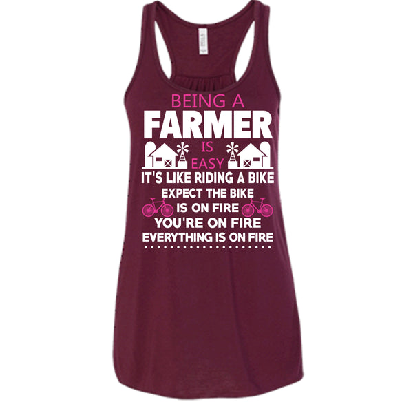 Being A Farmer Is Easy T Shirt, It's Like Riding A Bike T Shirt, Cool T Shirt