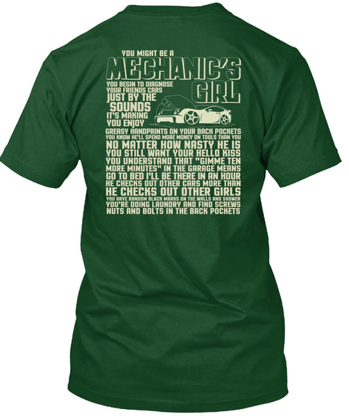 You Might Be A Mechanic's Girl T Shirt, He Checks Out Other Girls T Shirt