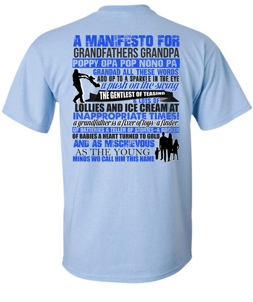 A Manifesto For Grandfathers Grandpa T Shirt, I Love My Kid T Shirt
