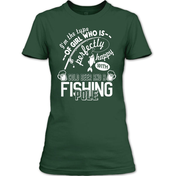 Pretty Happy With Cool Beer T Shirt, A Fishing Pole T Shirt