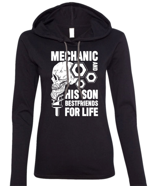 Mechanic And His Son Best Friend T Shirt, Being A Mechanic T Shirt (Anvil Ladies Ringspun Hooded)