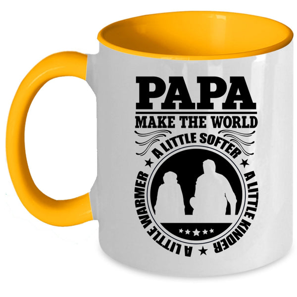 Cute Papa Coffee Mug, Papa Make the World A Little Warmer Accent Mug
