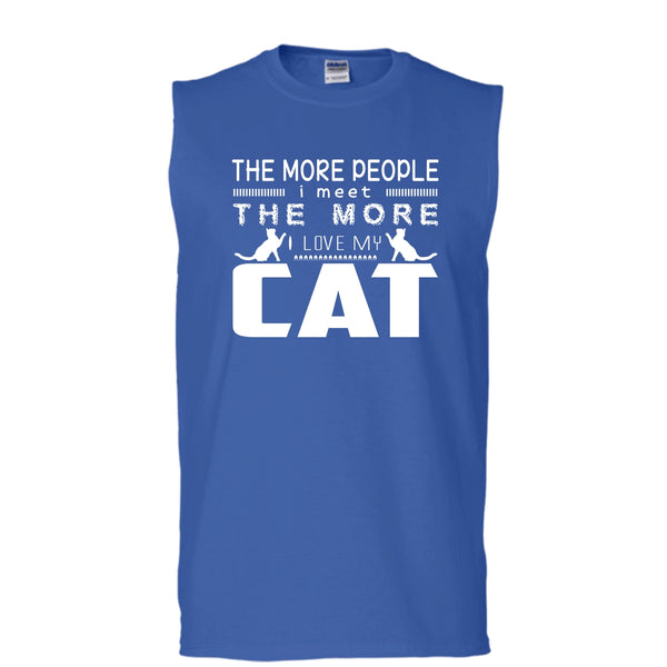 The More People I Meet The More Shirt, I Love My Cat Shirt (Men's Cotton Sleeveless)