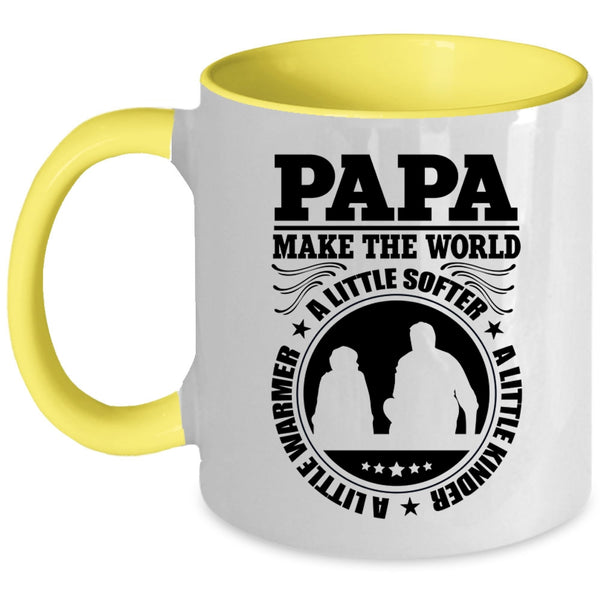 Cute Papa Coffee Mug, Papa Make the World A Little Warmer Accent Mug