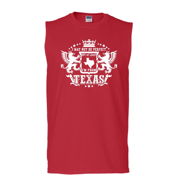 I May Not Be Perfect T Shirt, But At Least I'm From Texas Tank Top (Men's Cotton Sleeveless)