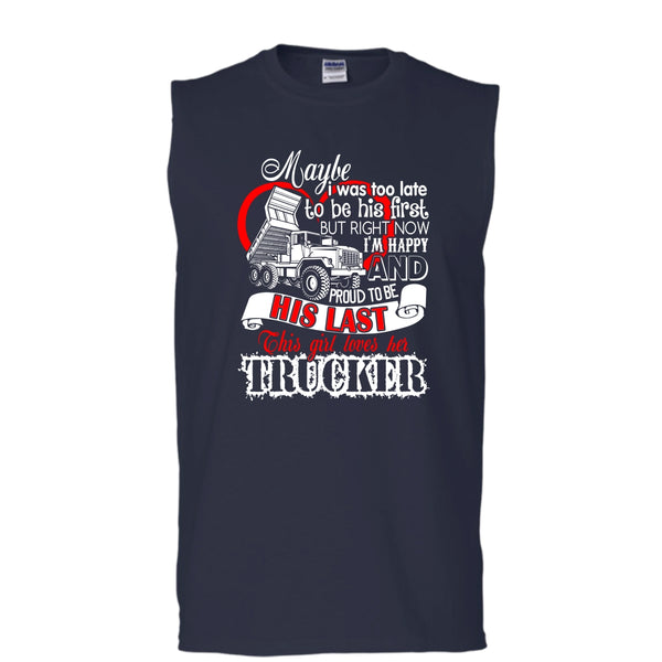 This Girls Loves Her Trucker T Shirt, Coolest Trucker Tank Top (Men's Cotton Sleeveless)