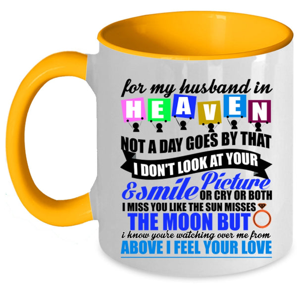 Cool Gift For My Wife Coffee Mug, For My Husband In Heaven Accent Mug
