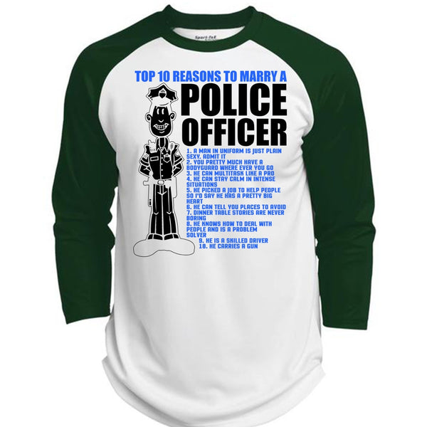 Top 10 Reasons To Marry A Police Officer T Shirt, I Love Police T Shirt, Awesome T-Shirts  (Polyester Game Baseball Jersey)