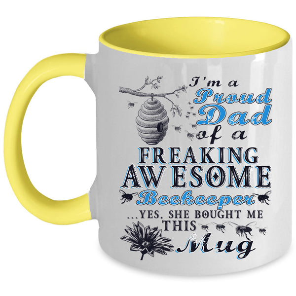 Beekeeper's Dad Coffee Mug, Proud Dad Of An Awesome Beekeeper Accent Mug
