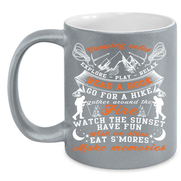 Camping Rules Coffee Mug, Cool Gift For Camper Coffee Cup
