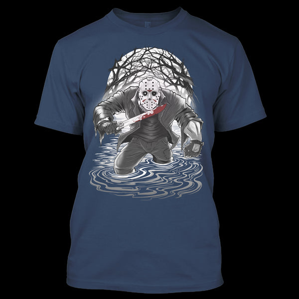 A black t-shirt with the shopify logo