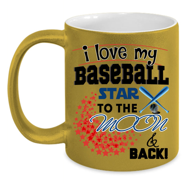 Cool Baseball Player Coffee Mug, I Love My Baseball Star Accent Mug