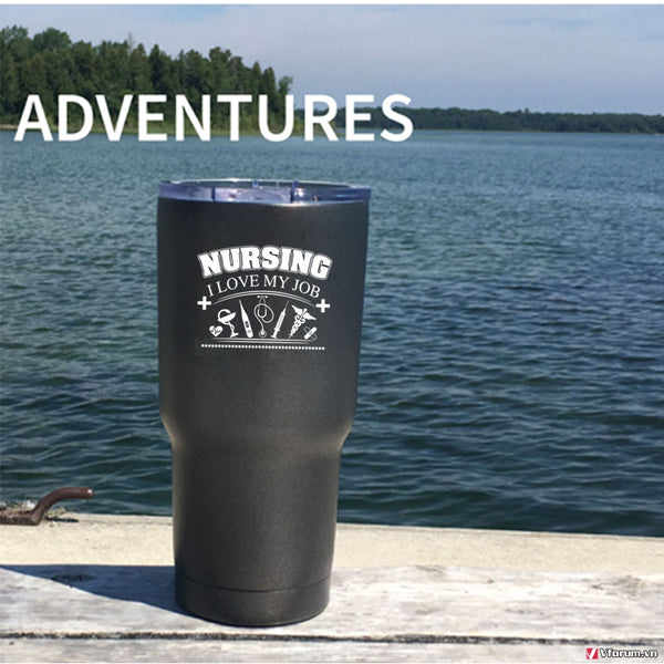 Cool Nursing Tumbler 30 oz Stainless Steel, I Love My Job Travel Mug