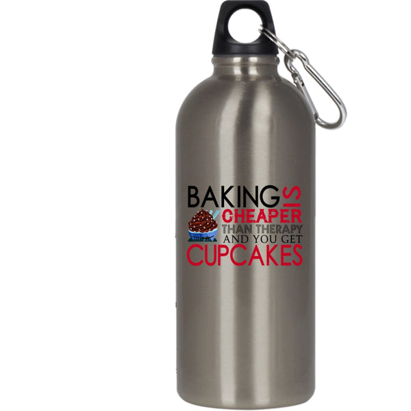 Baking Is Cheaper Than Therapy 20 oz Stainless Steel Bottle,I Love Cupcakes Outdoor Sports Water Bottle