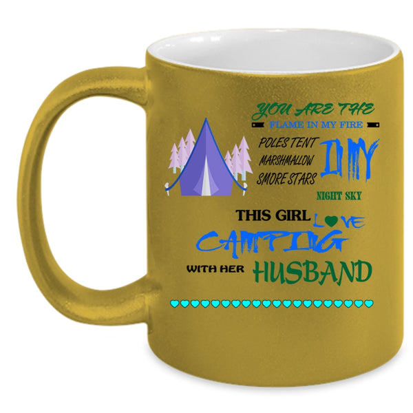 Funny Camping Coffee Mug, This Girl Loves Camping With Her Husband Accent Mug