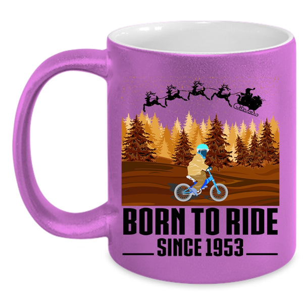 Cute Christmas Coffee Mug, Born To Ride Accent Mug