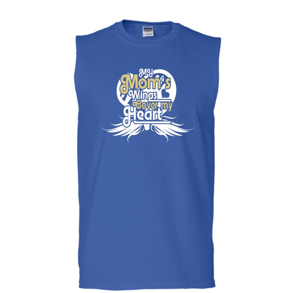 My Mom's Wings T Shirt, Mom's Wings Cover My Heart Tank Top (Men's Cotton Sleeveless)
