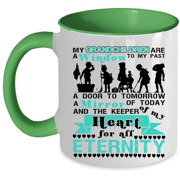 Cute Coffee Mug, My Grandchildren Are A Window To My Past Accent Mug