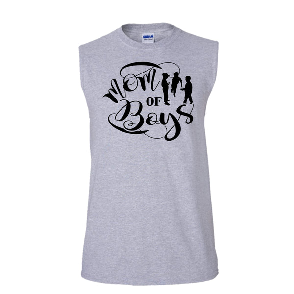 Mom Of Boys T Shirt, Mother And Son Tank Top (Men's Cotton Sleeveless)