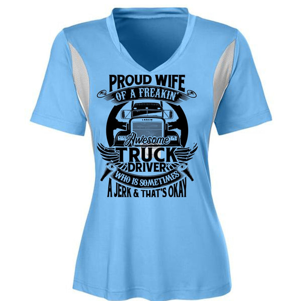 Proud Wife Of A Freaking Awesome Truck Driver T Shirt, I Love Trucking T Shirt, Awesome T-Shirts