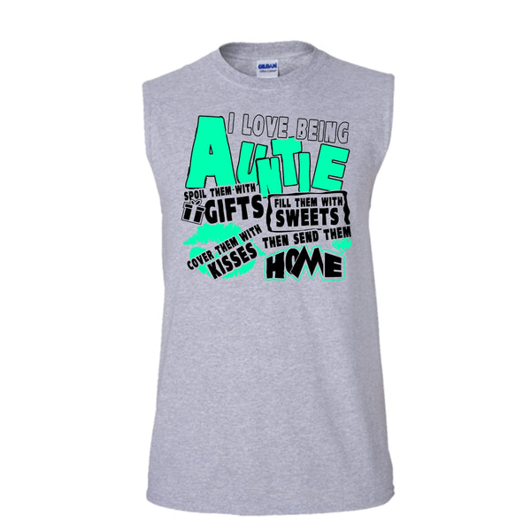 I Love Being Auntie T Shirt, Gift For Aunt Tank Top (Men's Cotton Sleeveless)