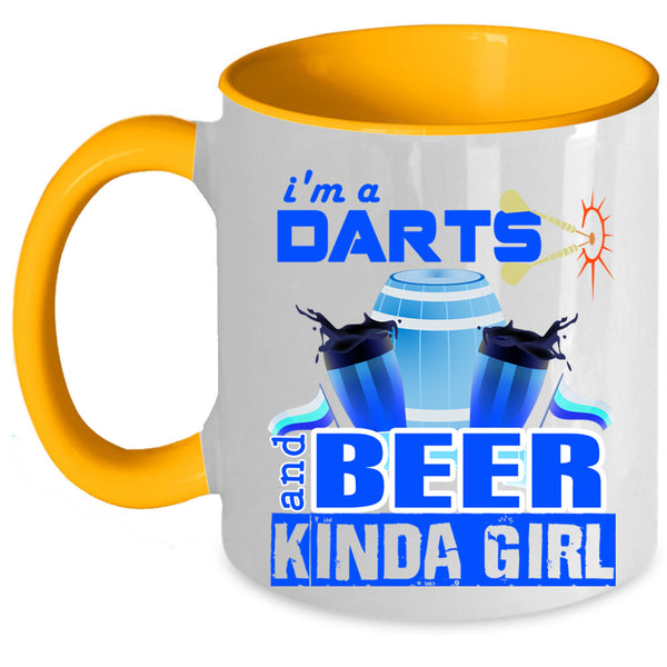 Awesome Girls Coffee Mug, I'm A Darts And Beer Kinda Girl Accent Mug