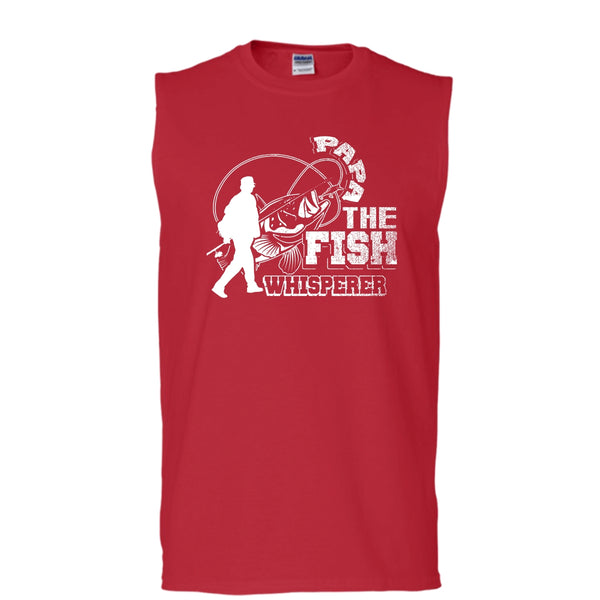 Papa The Fish Whisperer T Shirt, Coolest Hooker Tank Top (Men's Cotton Sleeveless)