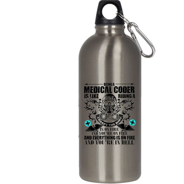 Being A Medical Coder 20 oz Stainless Steel Bottle,Riding A Bike Outdoor Sports Water Bottle
