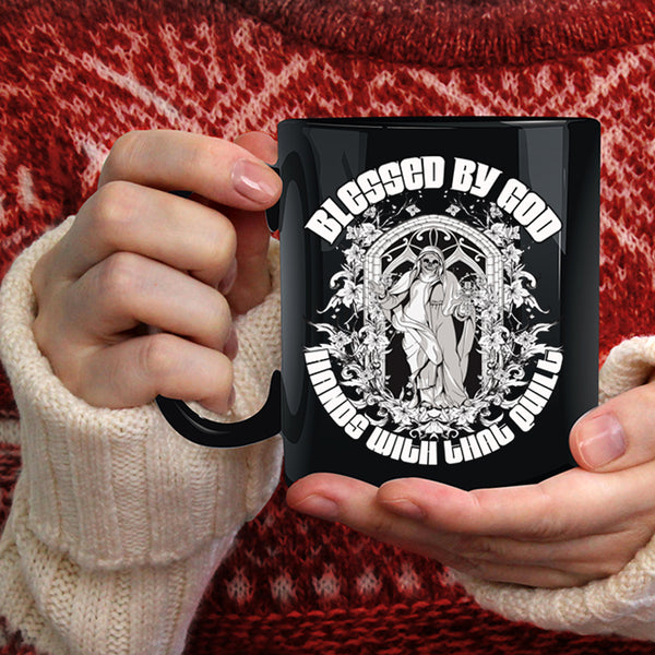 Blessed By God Hands With That Quilt Coffee Mug, Funny Quilt Coffee Cup