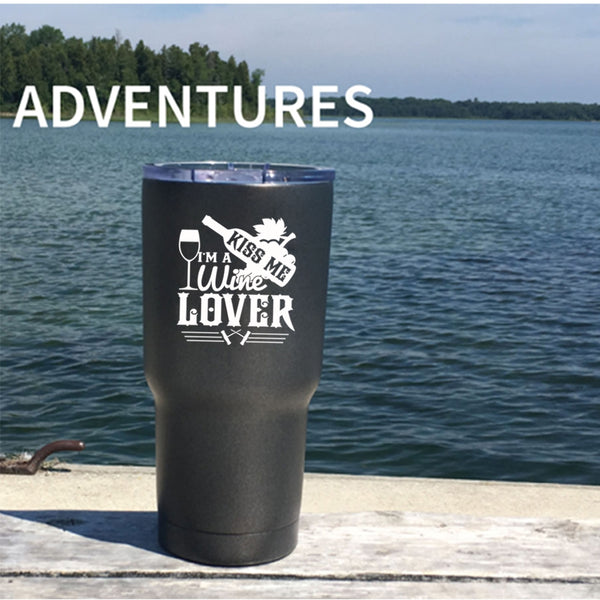 Kiss Me I'm A Wine Lover Tumbler 30 oz Stainless Steel, Cute Gift For Wine Drinker Travel Mug