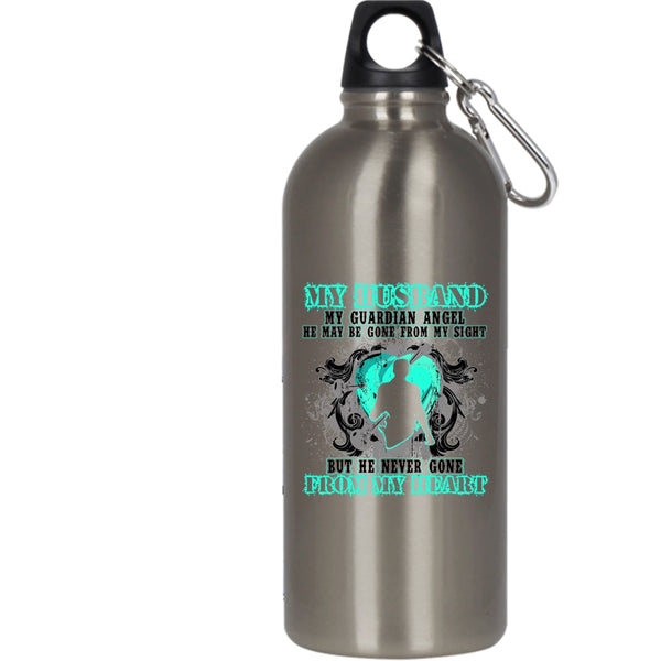 My Husband My Guardian Angel 20 oz Stainless Steel Bottle,He Never Gone From My Heart Outdoor Sports Water Bottle